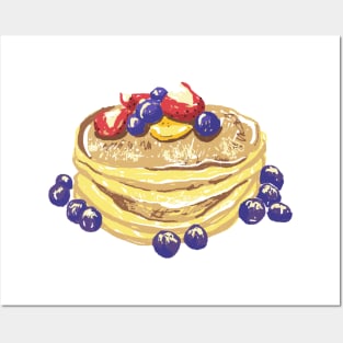 Pancakes with berries Posters and Art